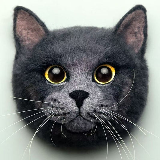 Cat head, long fur, single color